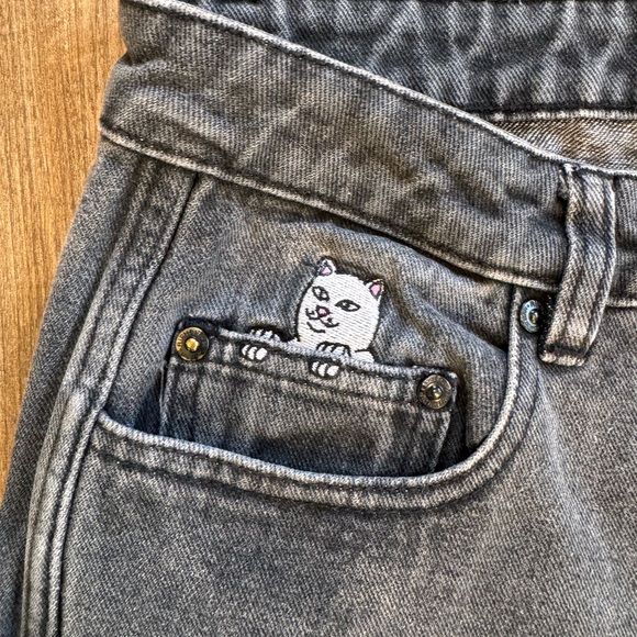 Ripndip Black Denim Straight Leg Men’s Jeans, Streetwear Cat Logo - Picture 8 of 15